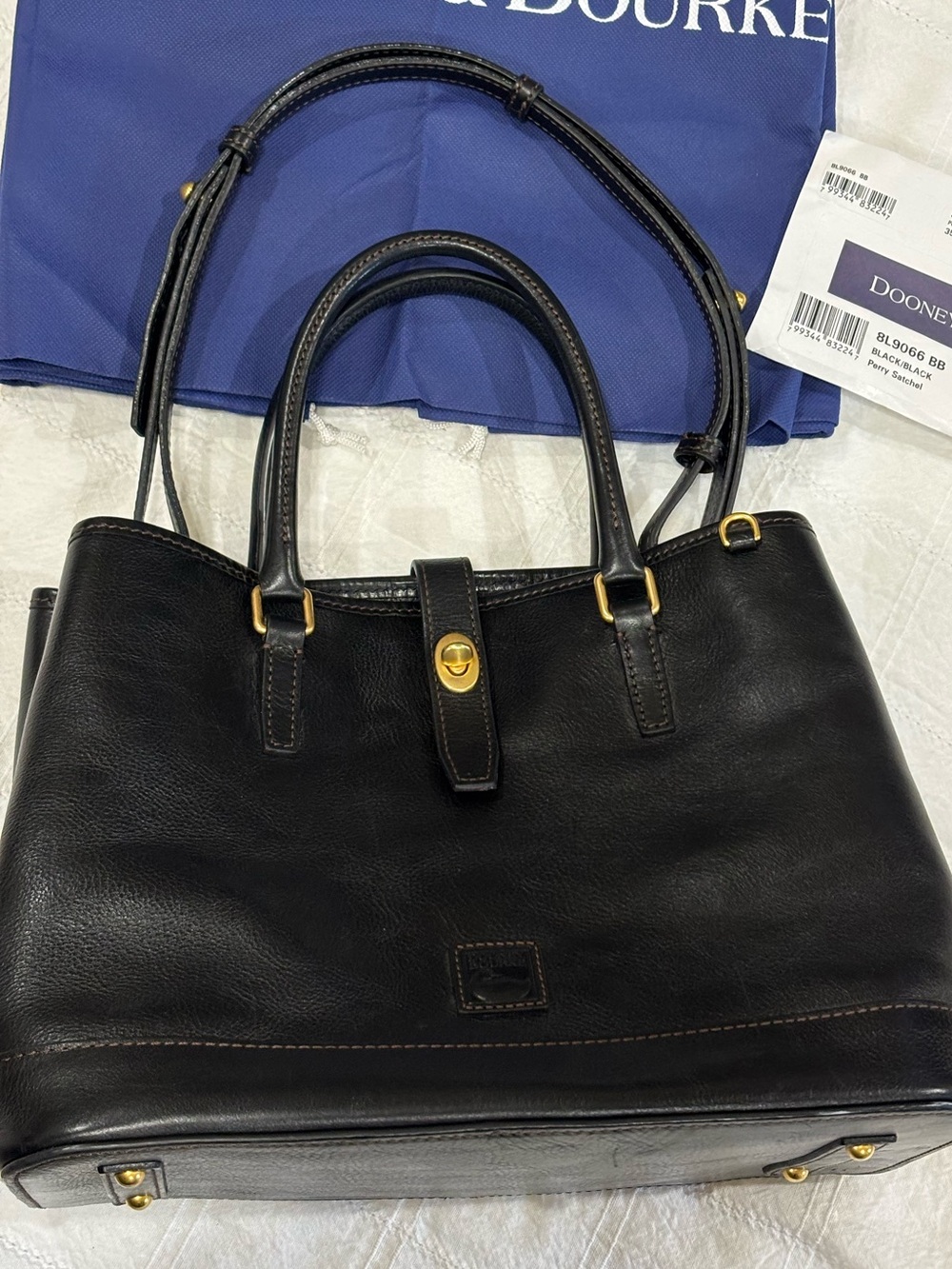 Dooney & Bourke Perry Satchel in Florentine Black Leather